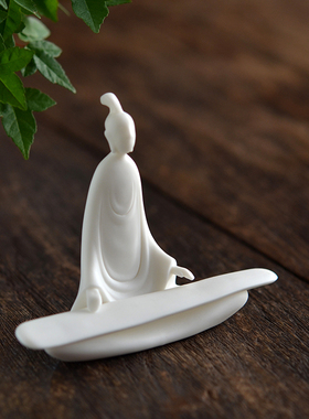 朴水仙堂 朴小仙抚琴 羊脂玉瓷 无相小生 茶道香道家居摆件古琴