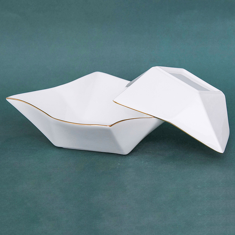 陶瓷不规则边魔方碗盘子餐具批发家用水果凉菜沙拉创意骨瓷盘