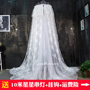 欧式 饰白色公主纱帐纱幔加厚防蚊床幔双层婚庆双人床帘 宫廷蚊帐装