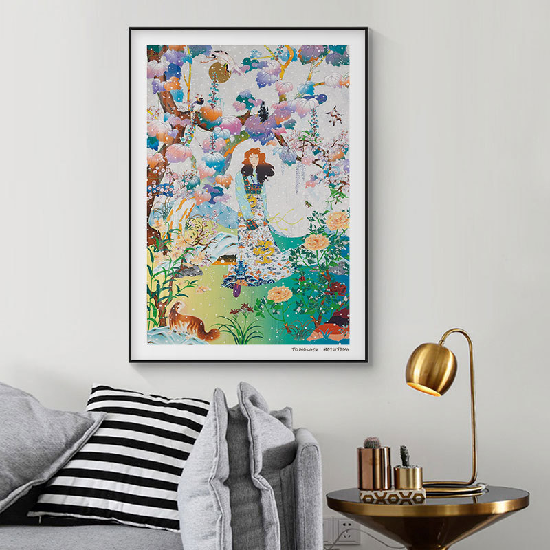 潮牌卡通风景人物装饰画松山智一复刻签名客厅卧室玄关墙艺术挂画图片