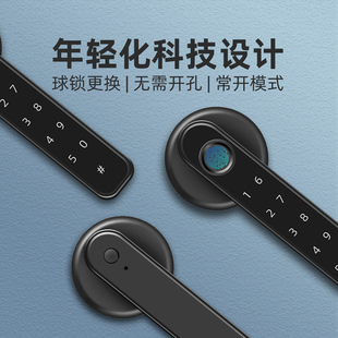 木门指纹锁家用室内密码锁办公室智能电子锁卧室房间门球型执手锁