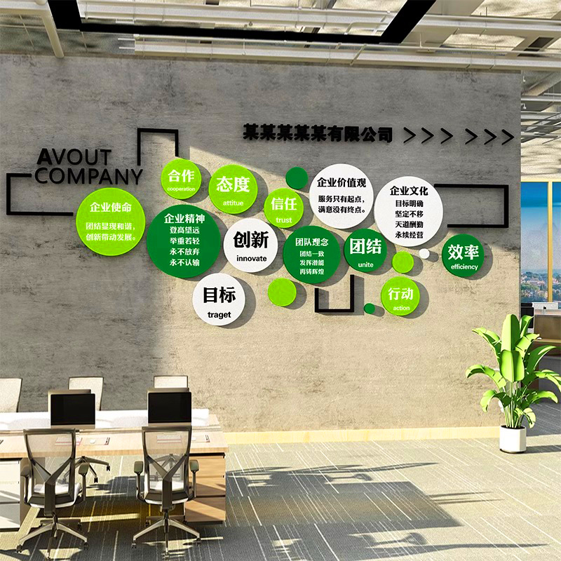 公司会议室布置背景墙面3d自粘贴纸创意励志标语办公室企业装饰画