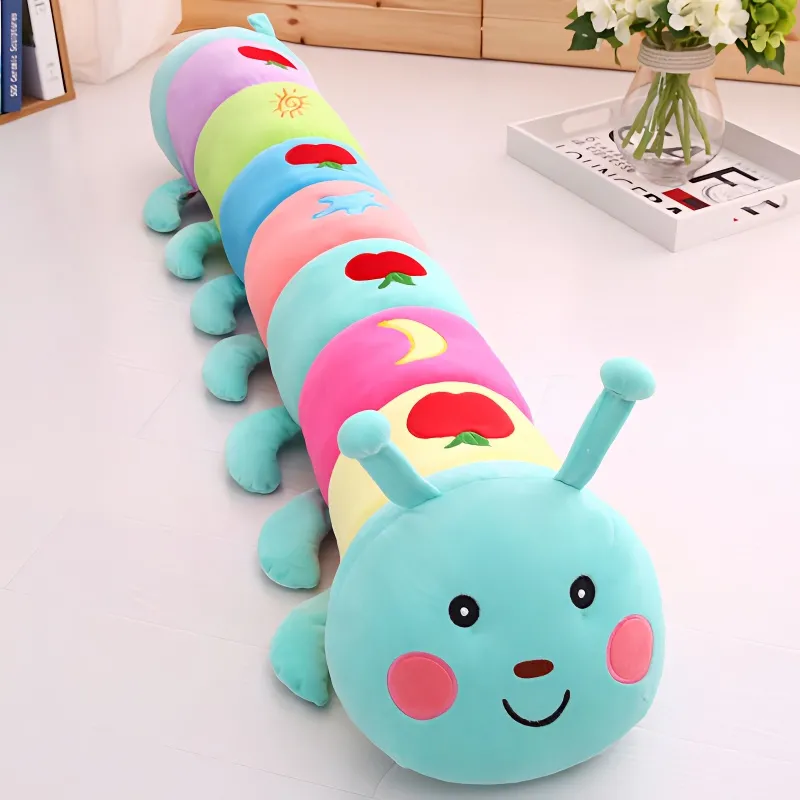 七彩毛毛虫毛绒玩具女孩布娃娃抱睡公仔长条卡通玩偶抱枕生日礼物