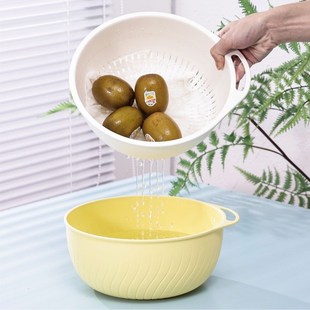 淞泰厨房塑料洗菜盆沥水篮洗菜篮收纳家用大容量双层可壁挂塑料盆