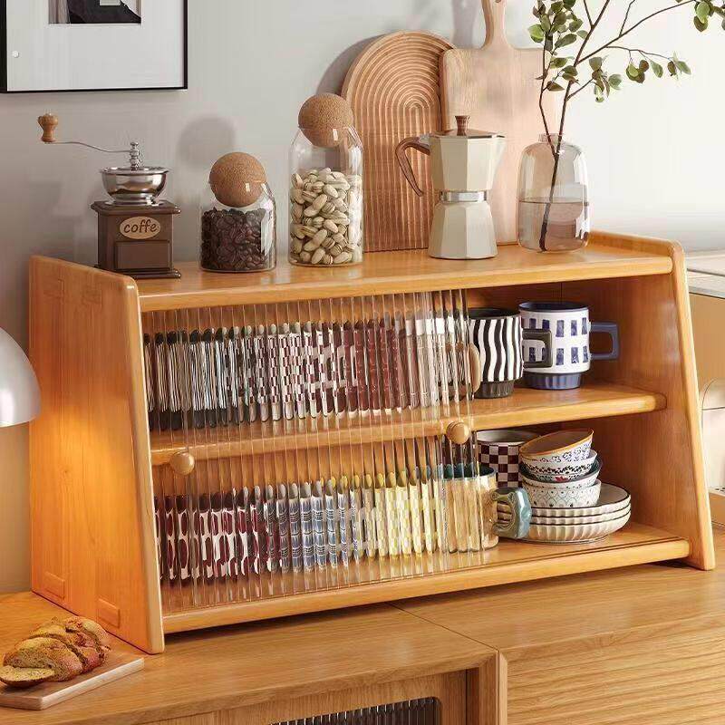 实木杯架防尘杯子收纳置物架桌面茶具收纳柜高级感轻奢水杯置物架