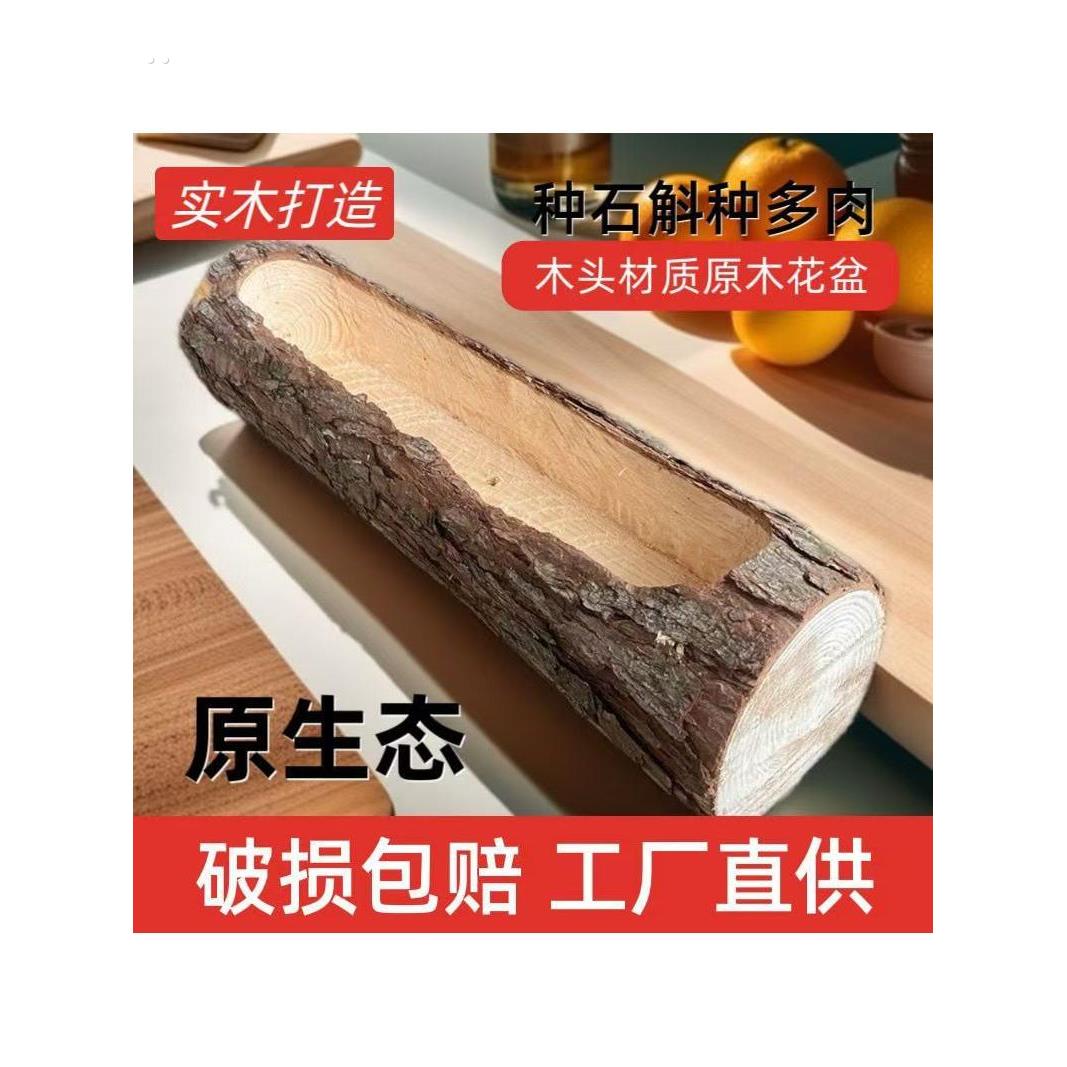 多肉花盆木树桩长圆形异形木桩木创意形状独特的花盆拼盘