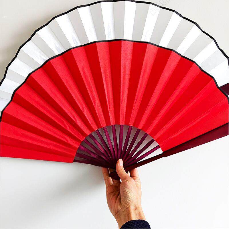 空白折扇中国风书法扇绢布竹扇绘画扇红色纯白纯黑黄色折叠便携