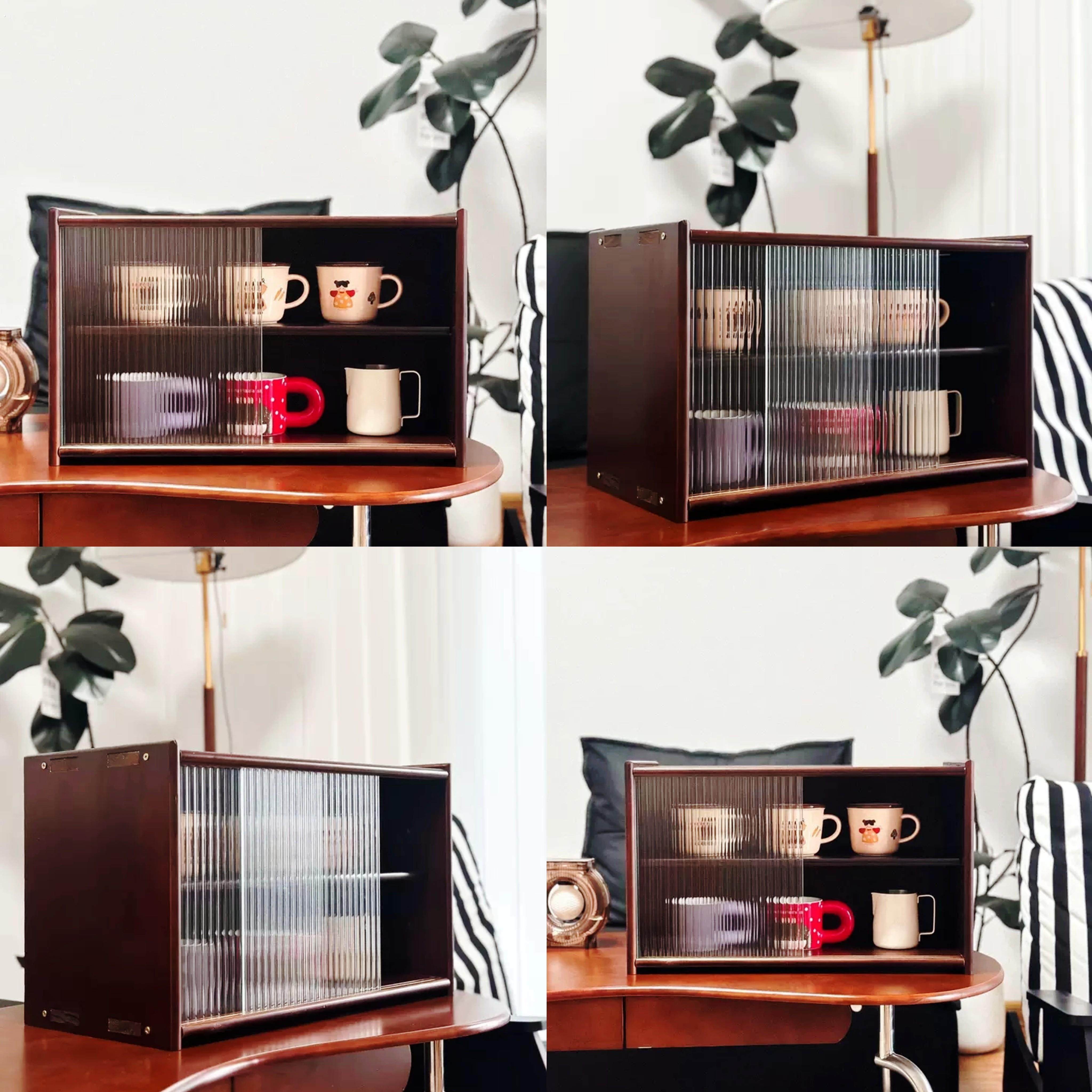 实木杯架防尘水杯置物架多功能餐边柜碗柜咖啡杯茶杯收纳储物架子