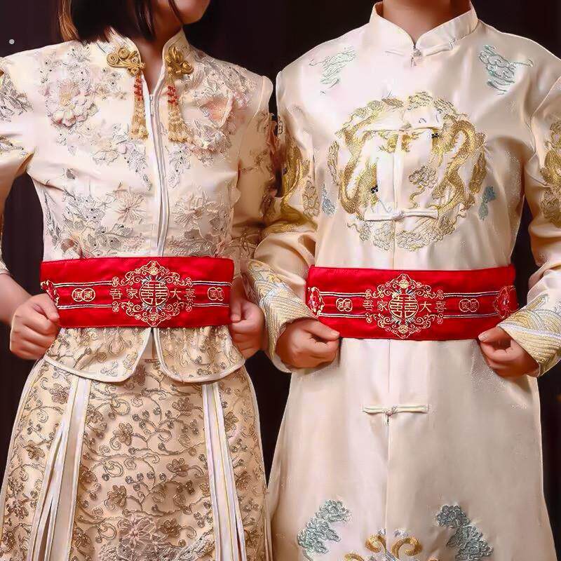 结婚腰缠万贯红腰带一对新郎新娘专用装钱娘家婚礼庆女方陪嫁用品