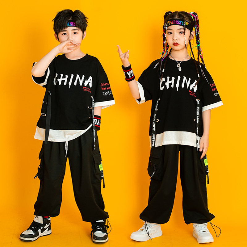 六一儿童街舞潮服演出服男童嘻哈套装女童hiphop爵士舞蹈潮网红款
