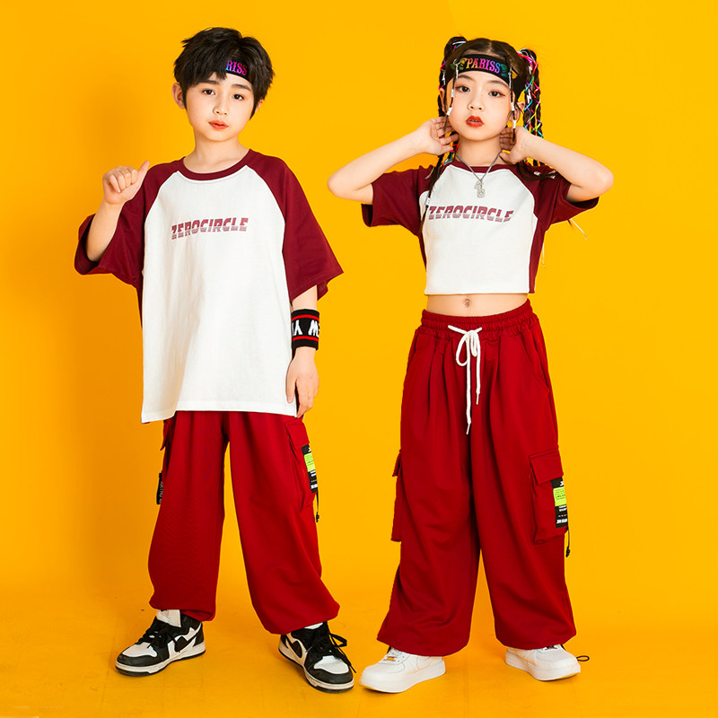 夏季爵士舞男女童演出服街舞服装