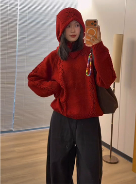 向晚意 STUDIO 韩系套装女装冬保暖毛衣休闲百搭加绒弯刀裤牛仔裤