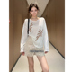休闲短裤 法式 两件套 针织罩衫 上衣女秋季 慵懒风松弛感穿搭套装 长袖
