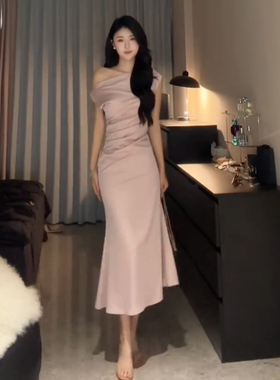 向晚意STUDIO 法式气质高级感连衣裙女装夏季轻奢无袖收腰鱼尾裙