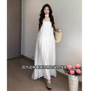 JIAHUI STUDIO 慵懒度假风无袖吊带连衣裙仙女沙滩裙气质裙子长裙