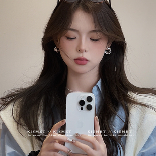 简约不挑人 扭曲圆圈耳扣小众百搭褶皱耳钉 几何扭曲纹理耳环新款