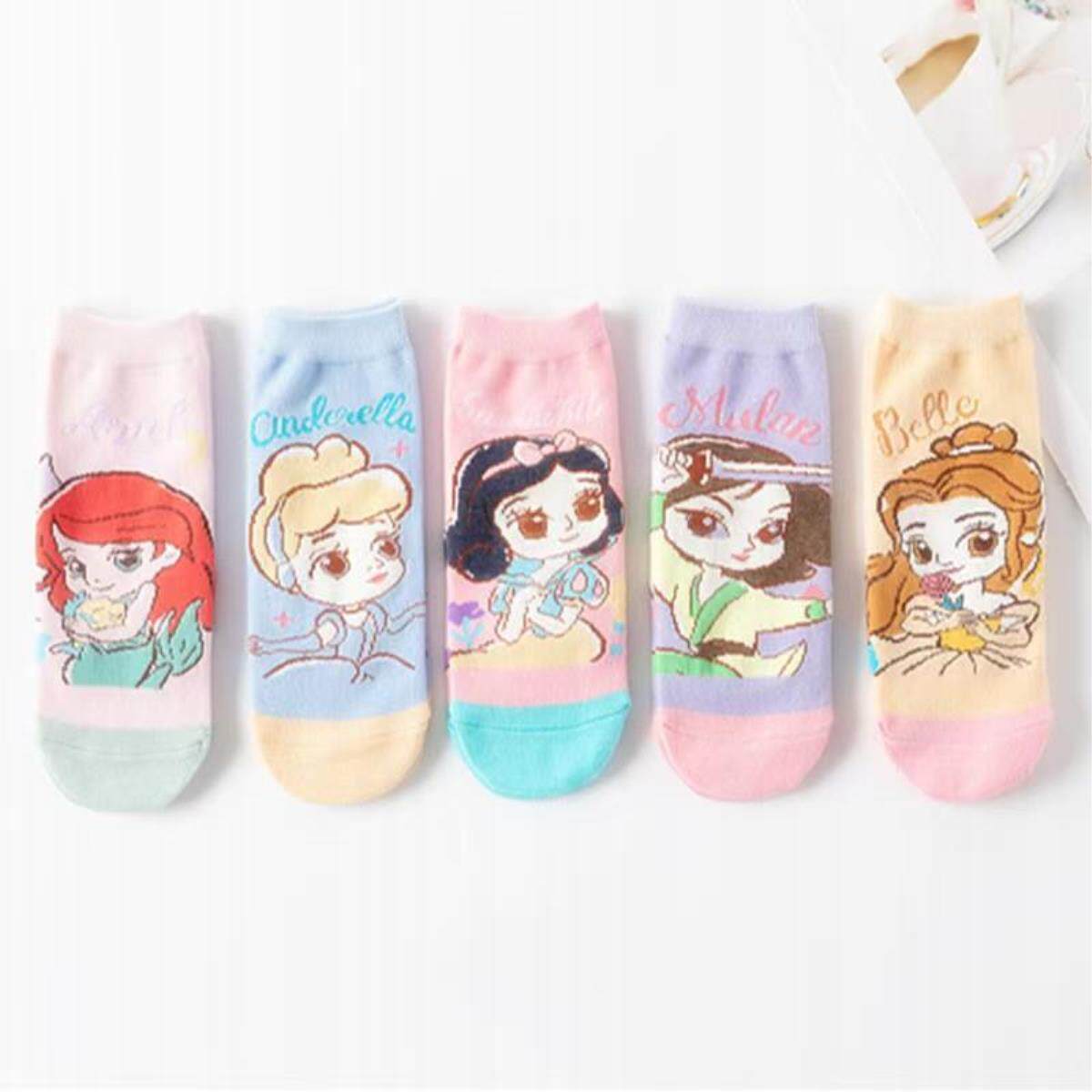 女童短袜船袜卡通白雪公主韩版儿童袜子中小童大童袜亲子袜母女袜