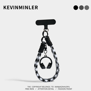 KEVINMINLER原创黑色耳机手机挂绳腕带钥匙扣挂链包挂件相机挂饰