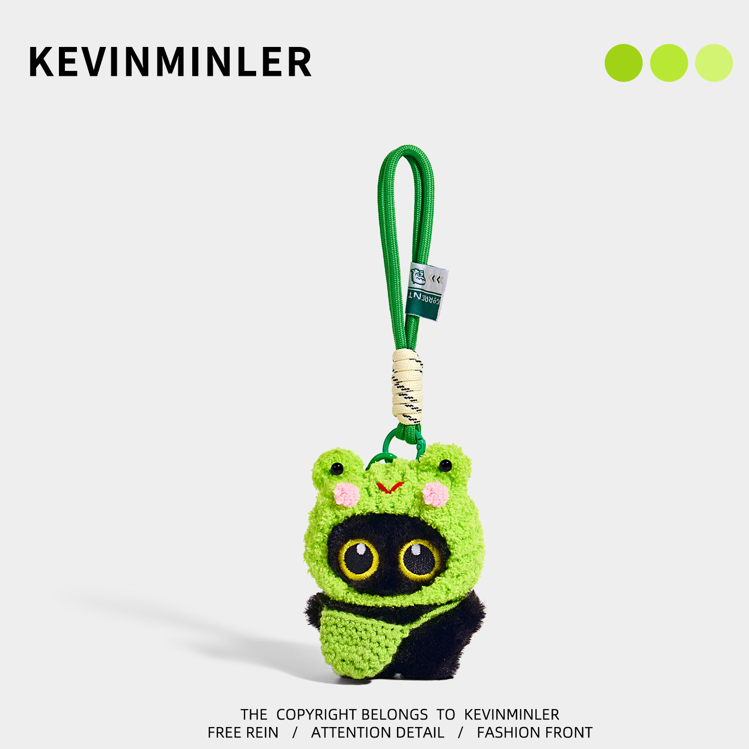 KEVINMINLER原创青蛙头套黑猫包挂件书包高级小众钥匙扣挂饰礼物图片
