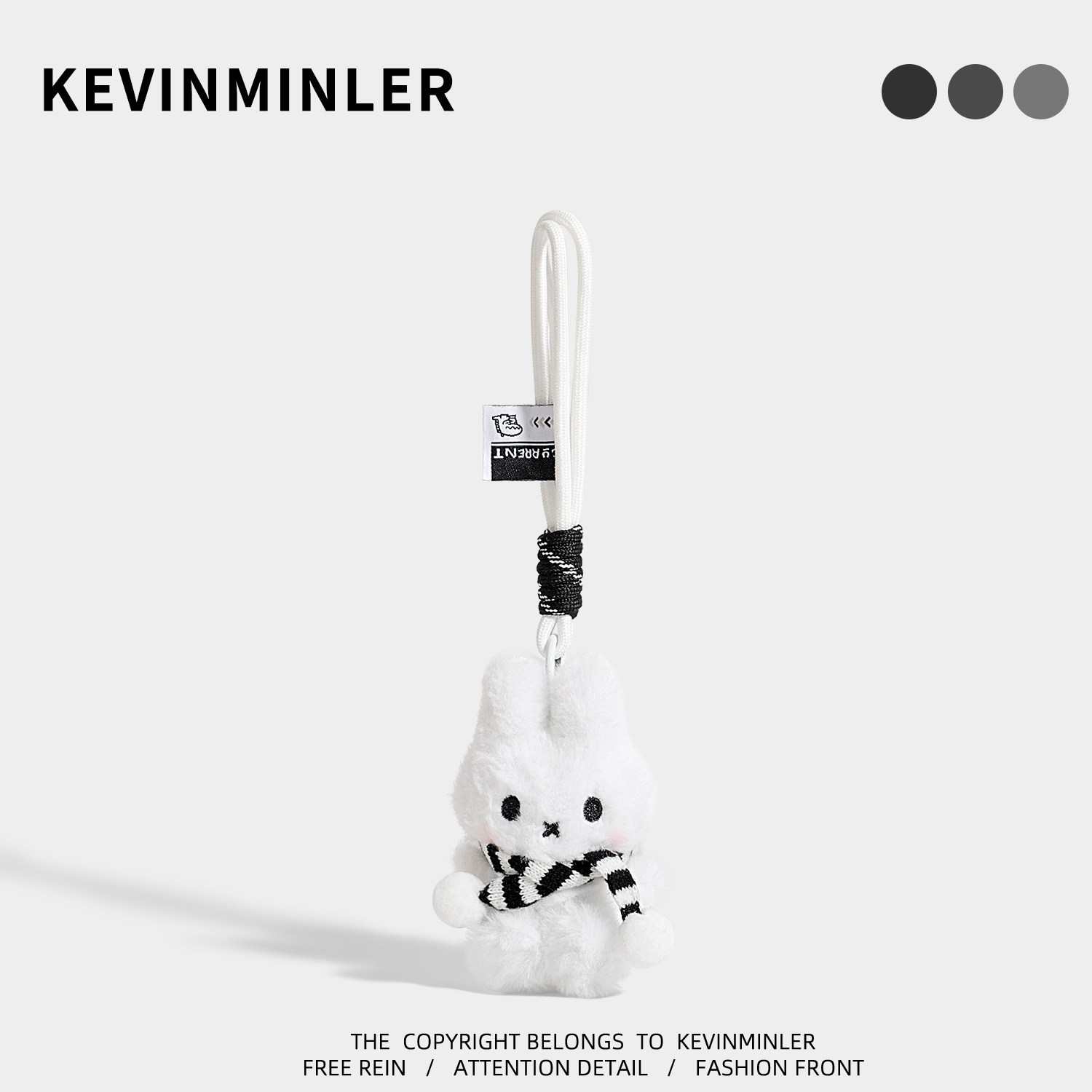 KEVINMINLER原创黑白围巾兔子包挂件高级感小众钥匙扣车挂饰礼物图片