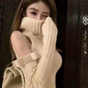 DoggyQin 战衣!!熊大腰细/纯欲袖套毛衣女秋冬设计感慵懒打底毛衫