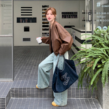 咖色飘带圆领皮衣外套女2025秋季新款港风复古时髦小个子短款夹克，女装皮衣，2C309