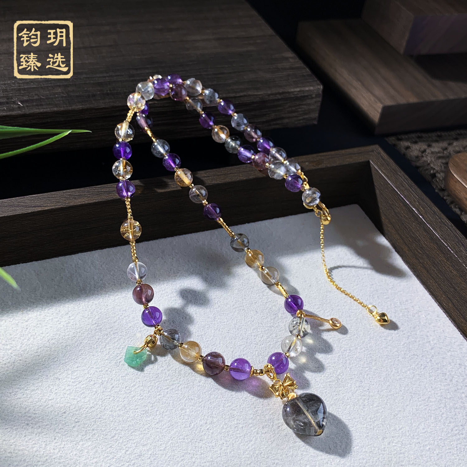 【古拙专属】仲夏梦·彩极光爱心黑羽毛项链 | 多样性发一 AA0034