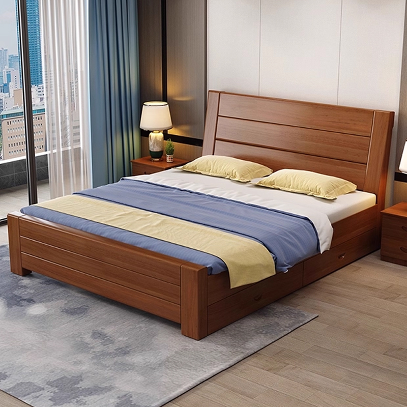 中式实木床1.8米双人床加厚主卧