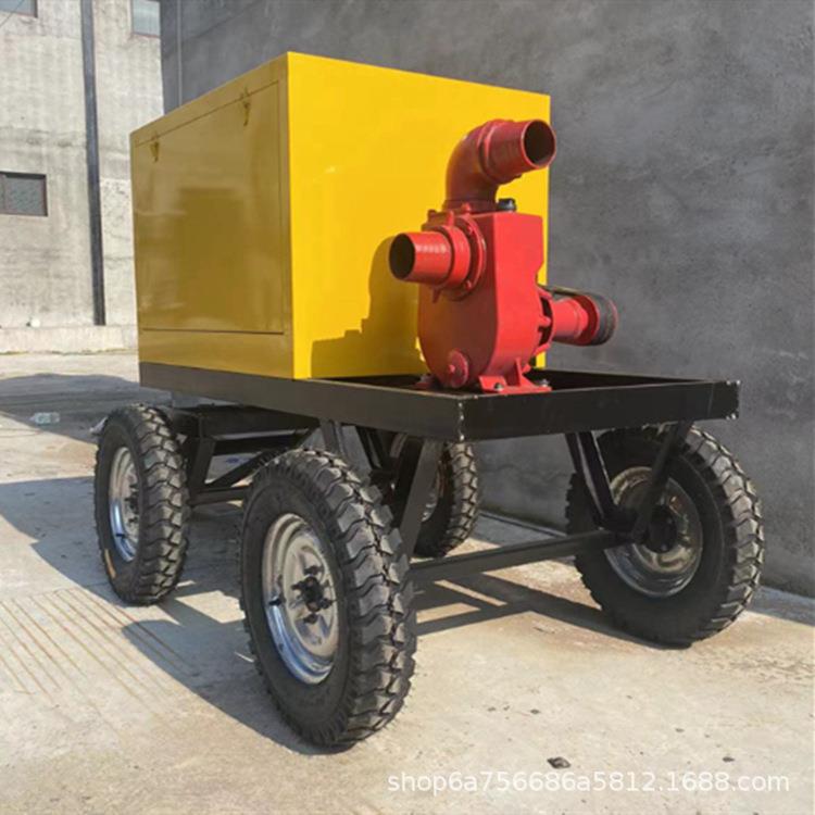施肥过滤一体式高压泵拖车移动款柴油抽水机504带12寸水泵