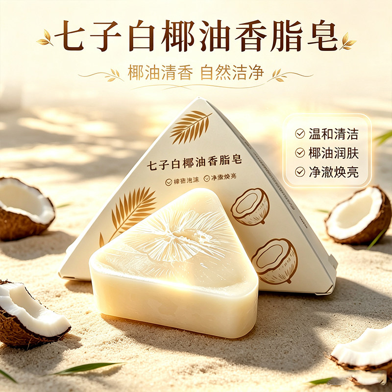 七子白椰油香皂温和不紧绷留香