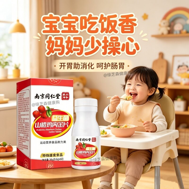 益生菌鸡内金山楂咀嚼片儿童宝宝积食压片糖果正品UU9