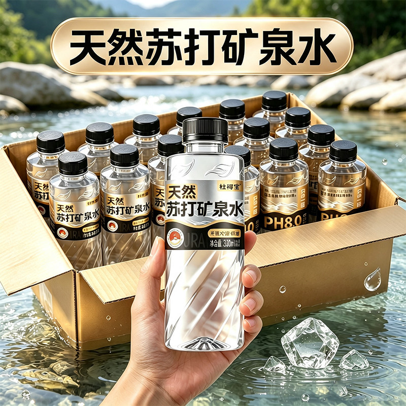 天然苏打矿泉水330ml*24瓶整箱矿泉水便携解渴弱碱性健康饮用水