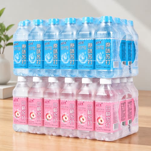 苏打水整箱24瓶*350ml无气0脂0卡无糖解渴饮用水原味蜜桃饮料特价