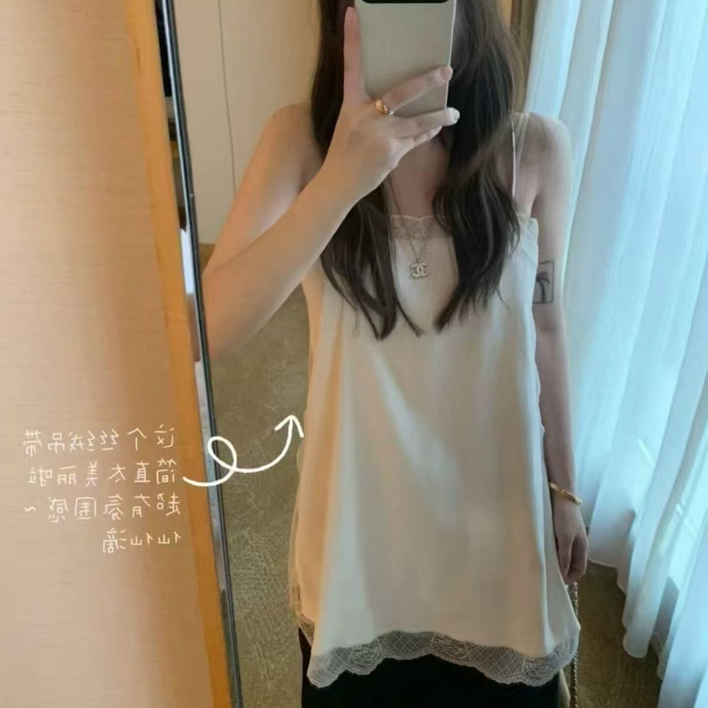 韩国东大门中长款蕾丝花边拼接吊带背心裙女内搭外穿叠穿无袖上衣
