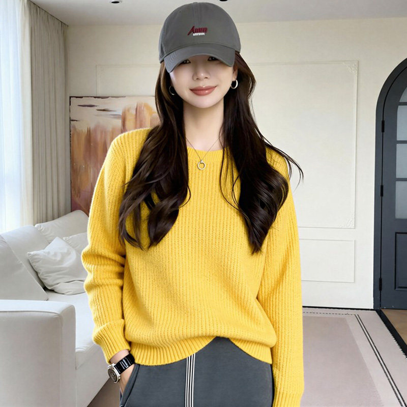 韩版宽松卷边软糯针织衫女春秋冬毛衣长袖洋气减龄显瘦上衣慵懒风,女装/女士精品,大码内搭,淘宝优惠券,粉丝福利购,淘宝优惠卷