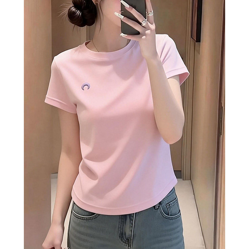 小个子粉色正肩短袖t恤女夏季显瘦设计感内搭打底衫半袖体恤上衣,女装/女士精品,大码内搭,淘宝优惠券,粉丝福利购,淘宝优惠卷