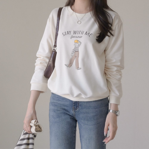 设计感小众卡通女孩字母长袖卫衣