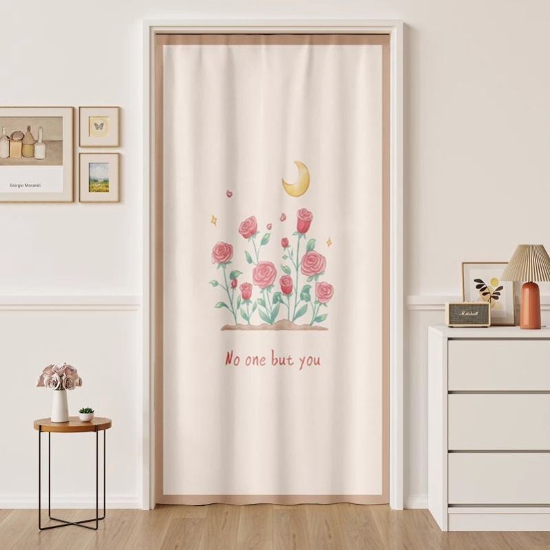 卡通布帘挡风门帘空调家用打孔卧室卫生间隔断厨房房间遮挡帘子