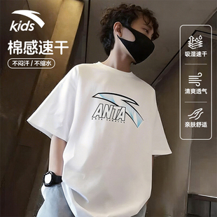 新款 安踏儿童T恤短袖 2026夏季 纯棉男女童短袖 透气中大童上衣男 衫