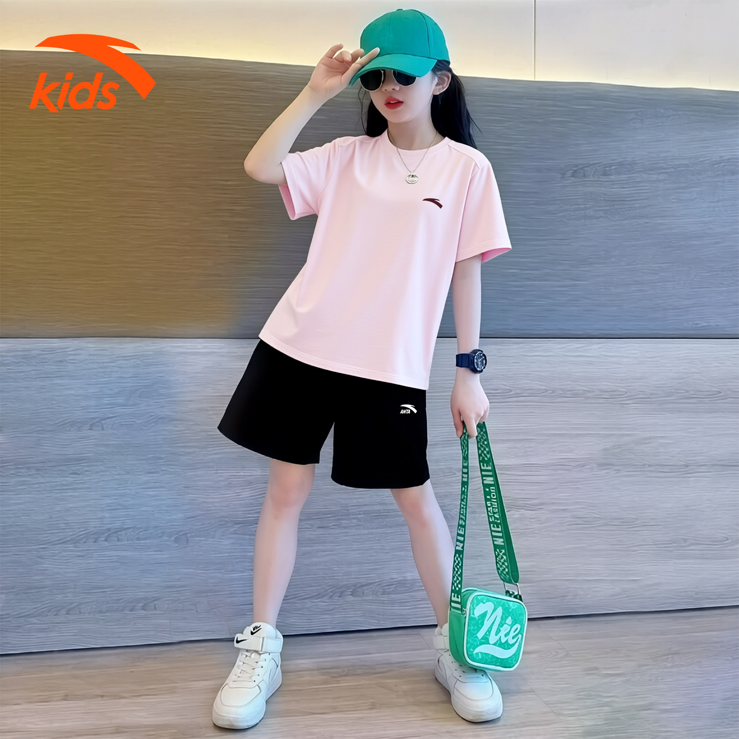 安踏儿童女童运动套装2026新款夏季速干衣女孩训练服儿童夏装薄