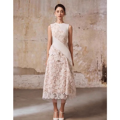 法式名媛风气质蕾丝拼接