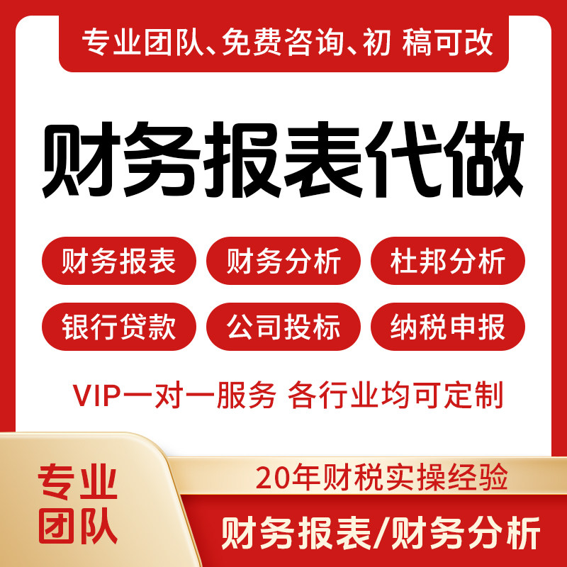 财务报表财务报告会计记账乱账整理税务申报财务预算代做代写