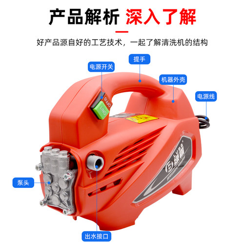 绿霸210G洗车机家用220V小型高压刷车水泵全自动便捷式清洗机水枪
