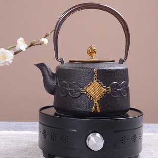 手工家用茶壶可电磁炉加热 铁壶南部中国结铸铁壶无涂层生铁壶日式