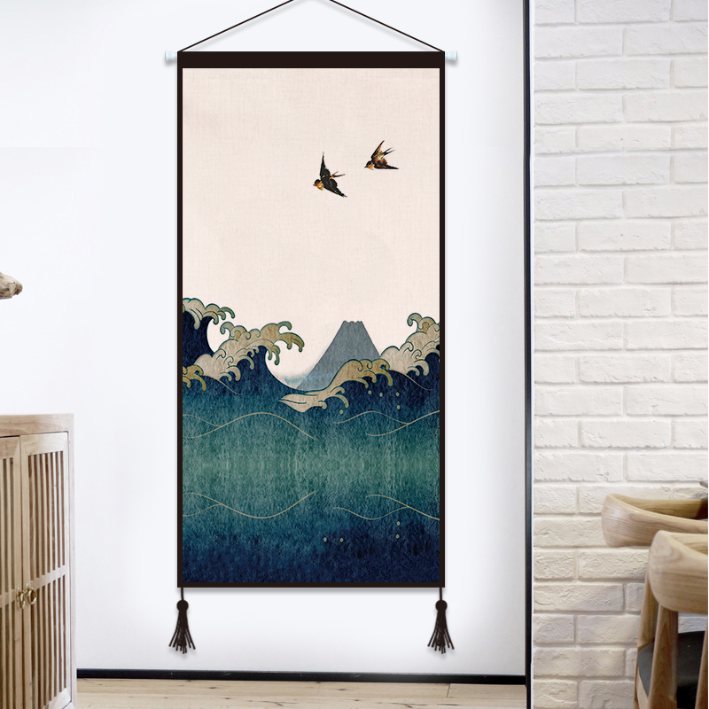 日式餐厅装饰画和风浮世绘布艺挂画日料店居酒屋玄关壁画墙画挂毯图片
