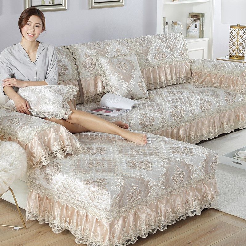 欧式沙发垫四季通用加厚布艺防滑高级感蕾丝沙发套罩全包贵妃定做