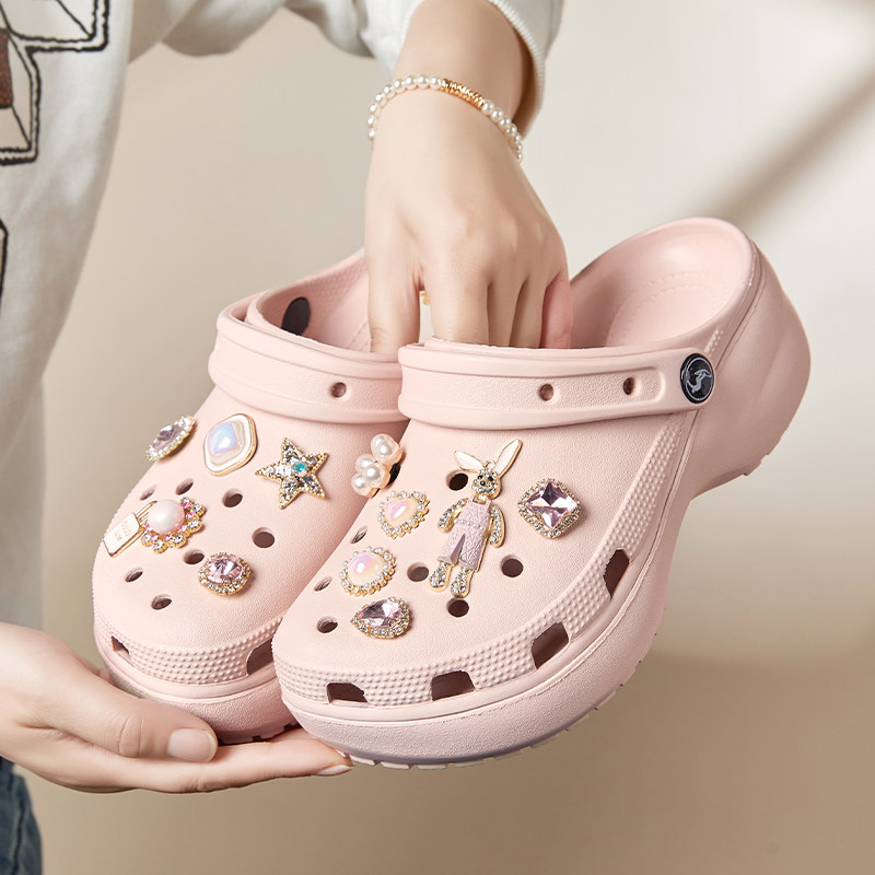 2025新款云朵洞洞鞋女款夏季防滑厚底增高凉鞋爆款软底拖鞋外穿潮