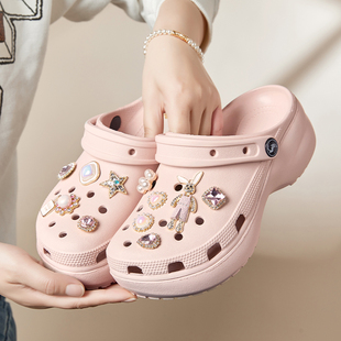 2025新款云朵洞洞鞋女款夏季防滑厚底增高凉鞋爆款软底拖鞋外穿潮