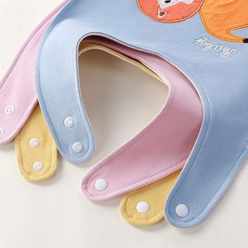 Newborn Cotton Softp Bib Hidden Buckle Cartoon Pattern Baby