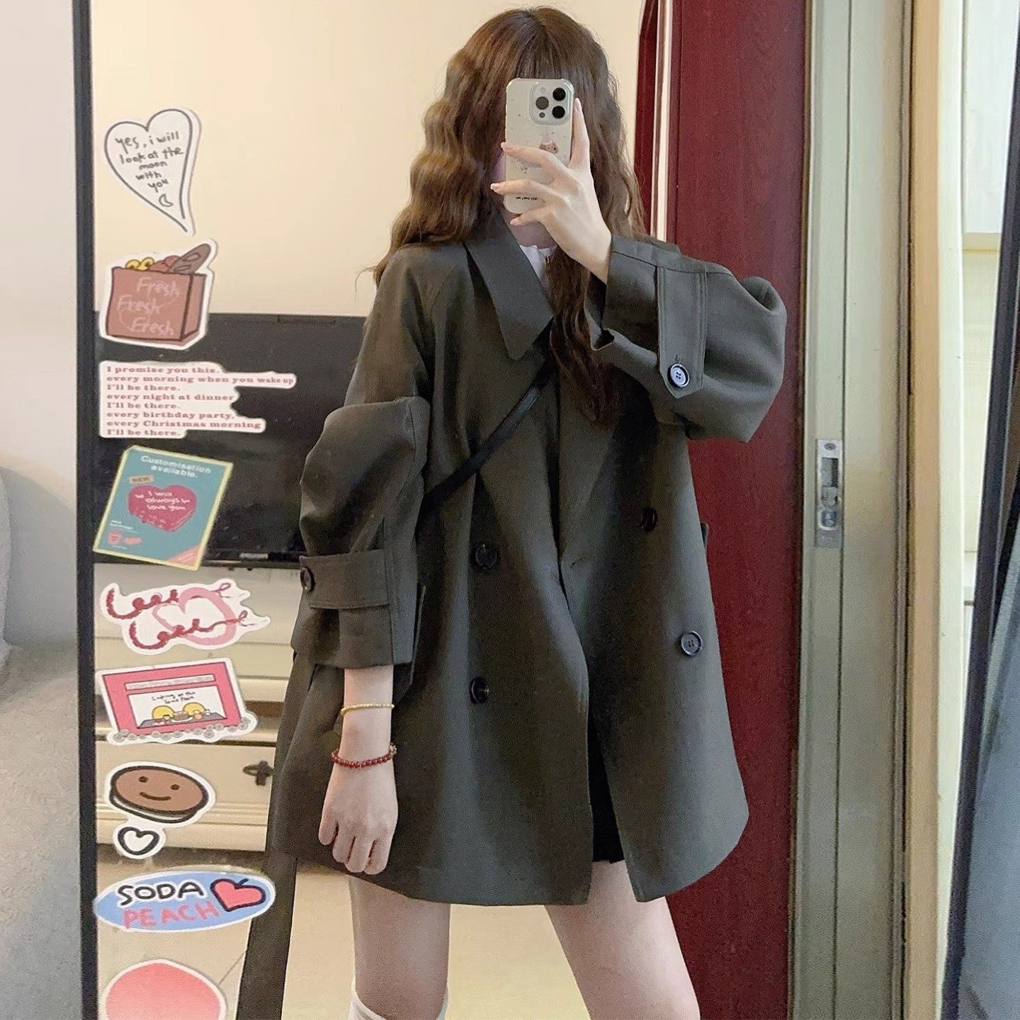 英伦风双排扣中长款风衣女秋装新款小个子宽松显瘦百搭大衣外套,女装/女士精品,风衣,淘宝优惠券,粉丝福利购,淘宝优惠卷